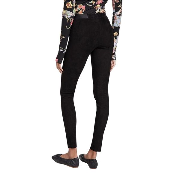 Alice + Olivia Black Suede Leather Skinny Leg Pants Exposed Zip Designer Size 2 - Picture 4 of 14